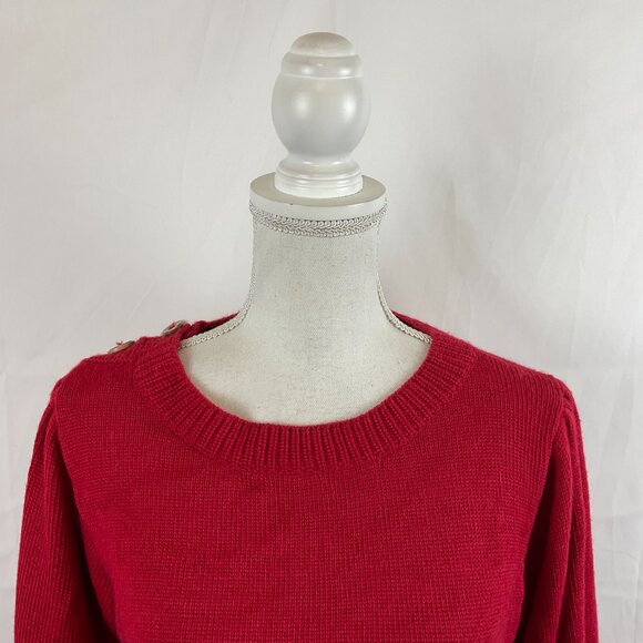 Stella Pardo Sweater S Red Leg of Mutton Sleeve Button Details - Picture 2 of 13